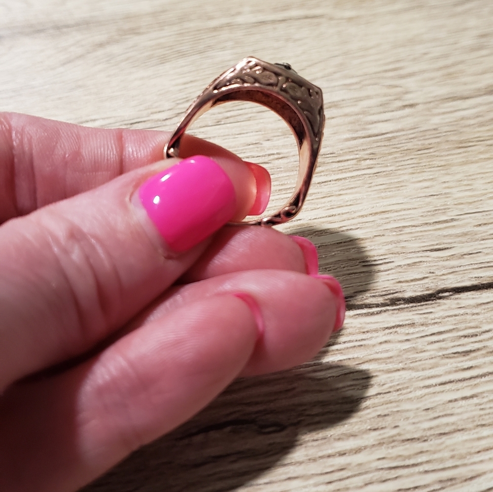 Men's 14k Rose Gold Plated White Sapphire ring - Picture 5 of 15